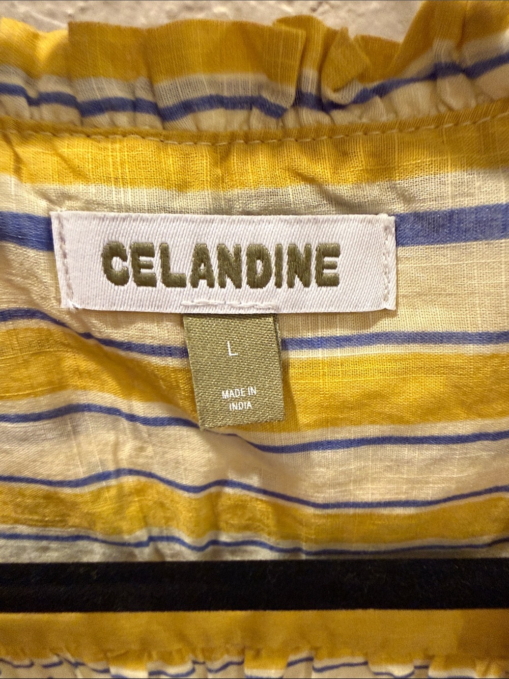 Celandine Anthropologie Yellow Striped Embroidered Skirt Set - Picture 2 of 3